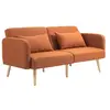 Image de Canape droit 3 places en lin beige 83 x 170 x 80 cm