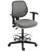 Image de Chaise de bureau assise haute réglable accoudoirs réglables pivotante 360° tissu gris chiné