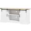 Image de Buffet design 2 portes coulissantes 3 étagères - dim. 150L x 40l x 72H cm - blanc aspect bois clair