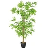 Image de Bambou Artificiel Hauteur 1,5 m 644 Feuilles denses réalistes Pot Inclus Noir avec Lichen Vert