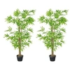 Image de Lot de 2 Bambous artificiels hauteur 1,5 m 644 feuilles denses réalistes pot inclus noir avec lichen vert