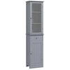 Image de Meuble colonne de salle de bain placard porte acrylique 2 étagères placard porte 1 étagère tiroir MDF gris