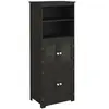 Image de Armoire de cuisine multi-rangements 4 portes avec étagères 2 niches grand plateau MDF noir