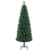 Image de Sapin de Noël artificiel 180 cm slim avec support en acier pliable, 479 branches épines, décoration de Noël effet réaliste, vert