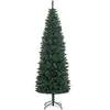 Image de Sapin de Noël artificiel 210 cm slim avec support en acier pliable, 687 branches épines, décoration de Noël effet réaliste, vert