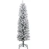 Image de Sapin de Noël artificiel LED H.150 cm - sapin de Noël mince enneigé - 263 branches 120 LED blanc chaud