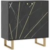 Image de Buffet design - 2 portes, étagère - dim. 76L x 35l x 77H cm - métal doré aspect marbre noir