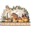 Image de Village de Noël lumineux animé en bois - 20 LED - dim. 45L x 12l x 30H cm