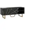 Image de Meuble TV banc TV design - dim. 110L x 35l x 45H cm - métal doré aspect marbre noir