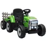 Image de Tracteur électrique enfant avec remorque - effets sonores lumineux - télécommande - 3-6 Km/h - vert