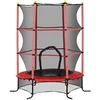 Image de Trampoline de jardin enfants Ø 1,63 x 1,90H m filet de sécurité porte zipée couvre-ressorts + 6 poteaux rembourrés inclus rouge