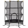 Image de Trampoline de jardin enfants Ø 1,63 x 1,90H m filet de sécurité porte zipée couvre-ressorts + 6 poteaux rembourrés inclus noir