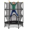 Image de Trampoline de jardin enfants Ø 1,40 x 1,90H m filet de sécurité porte zipée couvre-ressorts + 6 poteaux rembourrés inclus noir