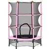 Image de Trampoline de jardin enfants Ø 1,40 x 1,90H m filet de sécurité porte zipée couvre-ressorts + 6 poteaux rembourrés inclus rose