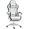 Image de Chaise de bureau gaming - inclinable, pivotant, réglable - coussins lombaires têtière inclus - noir blanc