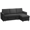 Image de Canape angle fixe 3 places en tissu noir 146 x 211 x 85 cm