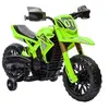 Image de Moto Cross électrique enfant 6 V 2 moteurs effets sonores max. 3 Km/h 30 Kg avec stabilisateurs vert