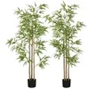 Image de Lot de 2 bambous artificiels 1,80H m 830 feuilles réalistes par pied vrais troncs