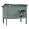 Image de Maison lodge sur pied - niche villa chat - toit ouvrant bitumé, porte extérieure/intérieure - bois sapin pré-huilé gris