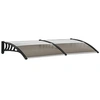 Image de Auvent marquise de porte design voûté arrondi dim. 200L x 96l x 27H cm polycarbonate fumé brun PP noir