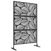 Image de Panneau brise vue décoratif paravent extérieur motif végétal métal noir