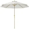 Image de Parasol octogonal inclinable Ø 2,65 x 2,44H m mât baleine métal aspect bois polyester haute densité 180 g/m² blanc