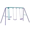 Image de Balançoire 3 agrès portique avec 2 balançoires et face à face dim. 2,8L x 1,4l x 1,78H m métal époxy anticorrosion PE bleu lavande