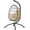 Image de Fauteuil suspendu - fauteuil oeuf suspendu - panier pliable - épais coussin - porte-gobelet - acier noir résine tissu kaki