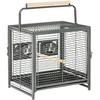 Image de Cage de transport oiseau - cage de transport pour perroquet - porte, 2 trappes de nourrissage - acier gris moucheté