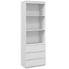 Image de Bibliothèque 3 étagères 3 tiroirs - dim. 60L x 35l x 180H cm - panneaux aspect bois blanc