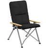 Image de Chaise de camping pêche pliable inclinable 4 niveaux sac transport inclus alu gris bois polyester noir