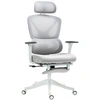 Image de Chaise de bureau ergonomique inclinable support lombaires repose-pied blanc gris