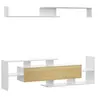 Image de Ensemble meuble TV avec étagère murale style contemporain aspect bois clair blanc