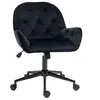 Image de Chaise de bureau velours design Chesterfield effet capitonné piètement métal noir