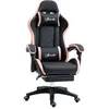 Image de Chaise gaming inclinable réglable repose-pieds rétractable coussins synthétique noir rose