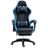 Image de Chaise gaming inclinable réglable repose-pieds rétractable coussins synthétique noir bleu