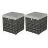 Image de Lot de 2 poufs coffres de jardin - coussins zippés déhoussables - résine tressée aspect rotin gris