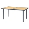 Image de Table de jardin 6 personnes rectangulaire dim. 150 x 90 x 72 cm métal gris plateau effet bois naturel