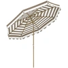 Image de Parasol de jardin inclinable octogonal dim.2,7 x 2,4m manivelle métal effet bois tissu UPF 50+ gris taupe blanc