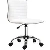 Image de Chaise de bureau design style Chesterfield acier chromé revêtement synthétique blanc