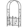 Image de Arche de jardin avec portillon treillis style fer forgé feuilles vigne acier thermolaqué noir