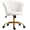 Image de Chaise bureau velours design coquillage piètement acier doré blanc