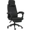 Image de Fauteuil de bureau manager grand confort dossier réglable repose-pied coussin lombaire roulettes 360° lin 62L x 68P x 127H cm noir