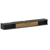Image de Meuble TV design suspendu - meuble TV mural - 2 niches, porte abbatante - dim. 160 x 24 x 16 cm - gris charbon effet bois