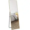 Image de Grand miroir pleine longueur rectangulaire 50 x 160 cm - miroir sur pied ou mural - doré