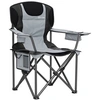 Image de Chaise de camping pliante rembourrée - porte-gobelets, poches latérales rangement, sac isotherme - sac transport inclus - gris noir