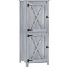 Image de Armoire de jardin en bois gris - 2 portes verrouillables, 2 étagères amovibles - dim. 60 x 60 x 160 cm