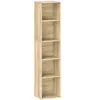 Image de Etagère cube colonne - bibliothèque - rangement 5 compartiments - dim. 30 x 24 x 133 cm - effet bois naturel