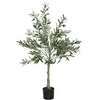 Image de Olivier artificiel H.120 cm - grand réalisme - 450 feuilles en soie, 20 olives - mousse effet lichen pot inclus