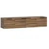 Image de Meuble TV suspendu flottant design effet bois de noyer 4 portes 2 étagères dim. 150 x 35 x 32 cm